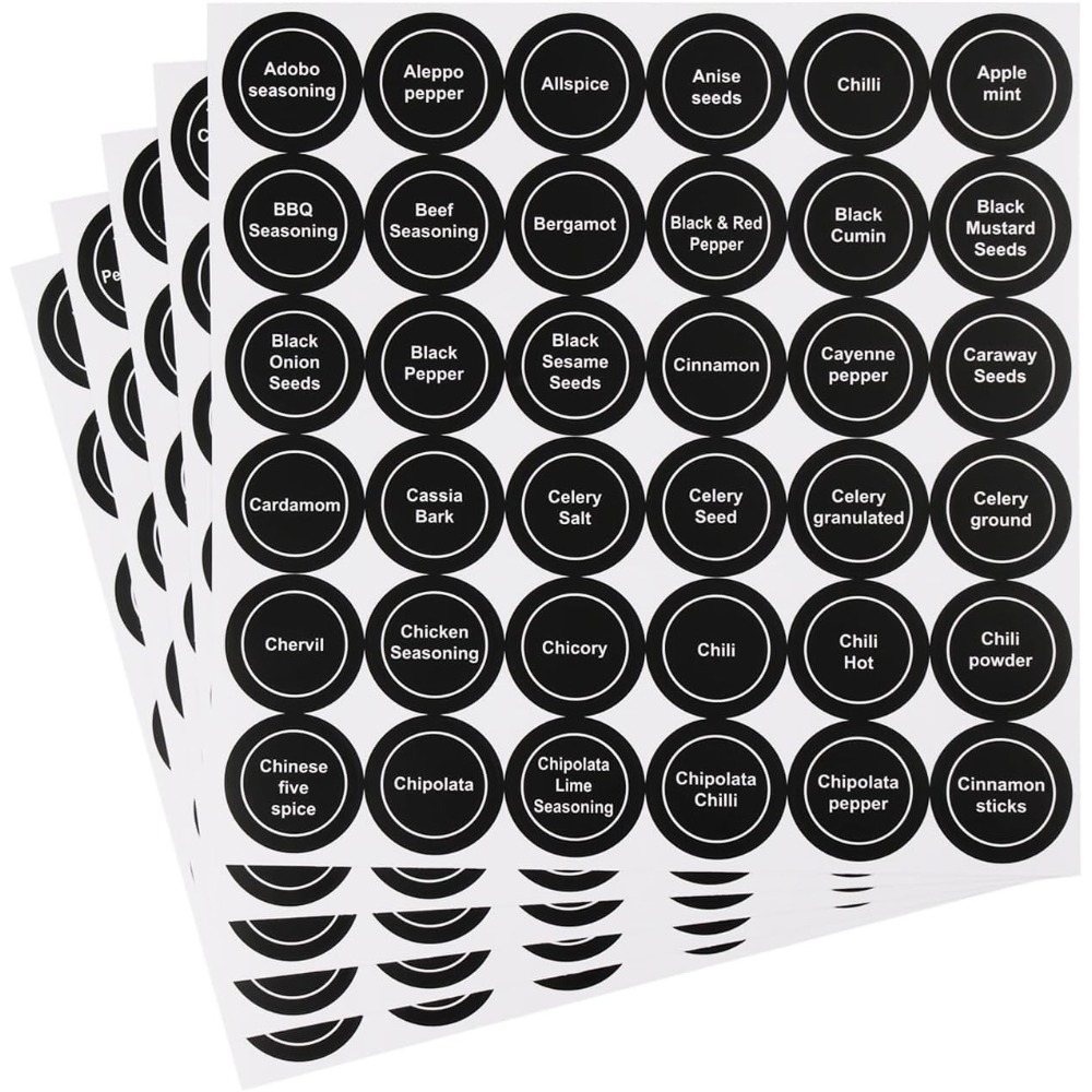 Home Cooking On - Removable Black Spice Jar Labels Waterproof