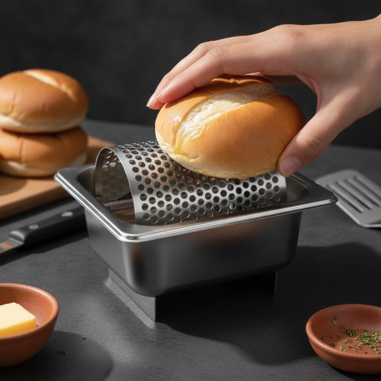 Home Cooking Usa - Butter Roller with Tray Stainless Steel