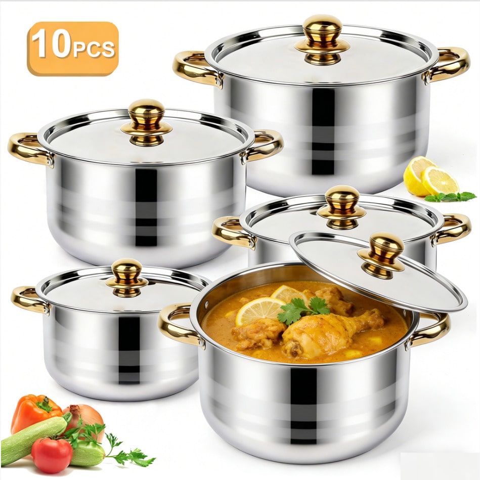 Stainless Steel Pot Set Modern – Home Cooking Restaurants recenzja i cena